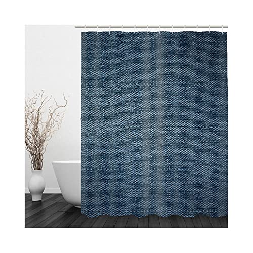 Duschvorhang 90X180 Anti Schimmel, Duschvorhänge Waschbar Polyester Shower Curtains Quadrat Navy Blau Wasserdicht von Whoiy