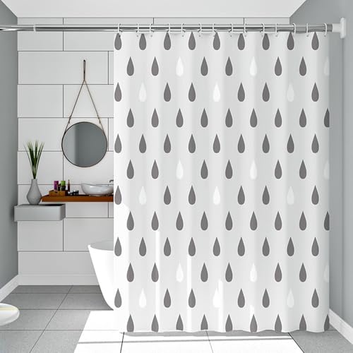 Duschvorhang Anti Schimmel Waschbar 80 x 180 cm peva, Badewanne Vorhang mit Muster Wassertropfen Gedruckt Grau für Badewanne Shower Curtains mit Duschvorhangringe Duschvorhang Anti Schimmel Waschbar 80 x 180 cm peva, Badewanne Vorhang mit Muster Wassertropfen Gedruckt Grau für Badewanne Shower Curtains mit Duschvorhangringe von Whoiy