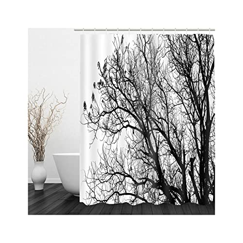 Duschvorhang Schwarz Weiss 180X200, Badewannenvorhang Anti Schimmel Polyester Shower Curtains AST für Outdoor Hotel von Whoiy