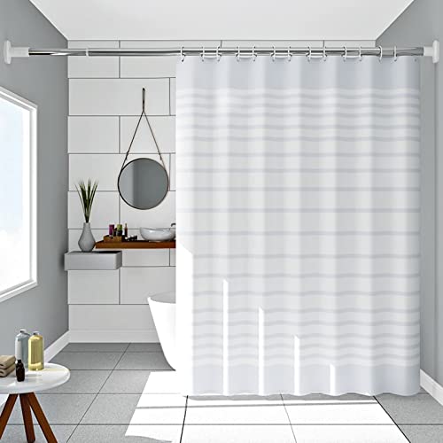 Duschvorhang Weiß, Duschvorhang 300X200 XXL Peva Gestreift Weiß Anti Schimmel Duschrollo Waschbar für Heim Schlafsäle von Whoiy