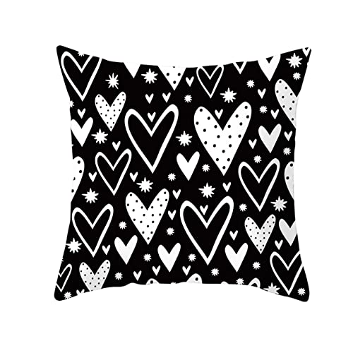 Kissen Couch Schwarz, Pillow Case Zipper 45X45cm Polyester Kissenhüllen 1Stück Liebesherzen Weiß für Stuhl Sofa Wohnzimmer Schlafzimmer von Whoiy