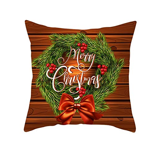 Kissenbezüge 50X50 Grün, Sofakissen Herbstlich Polyester Cushion Cover 1er Set Grün Braun Frohe Weihnachten Winter Home Deko für Sofa Wohnzimmer von Whoiy