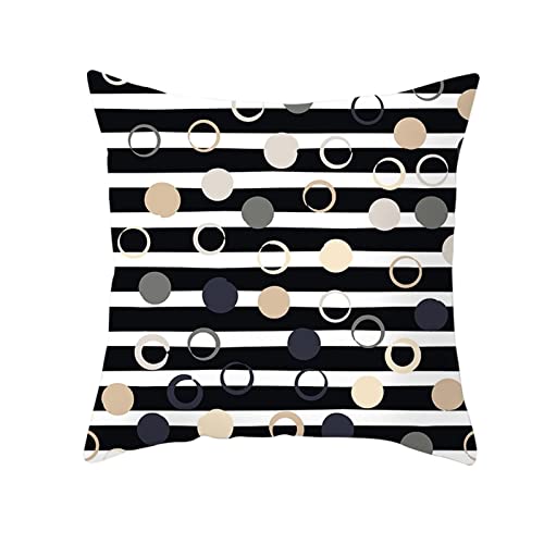 Kissenbezug 40X40 Dekokissen, Zierkissen Elegant Polyester Kissenhüllen 1Stück Streifen Rund Weiß Schwarz für Stuhl Sofa Wohnzimmer Schlafzimmer von Whoiy