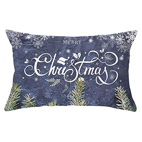 Kissenbezug Dunkelblau, Büro Deko Polyester Cushion Cover 30X50cm 1er Set Weihnachts Kiefer Verlässt Schneeflocken Winter Home Deko für Sofa von Whoiy