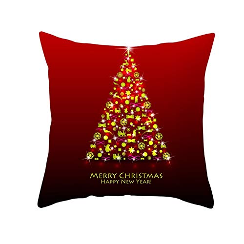 Kissenhülle Rostrot, Kopfkissenbezug Polyester Kissenbezug 50X50cm 1er Set Gold Heller Weihnachtsbaum Winter Home Deko für Sofa Wohnzimmer von Whoiy