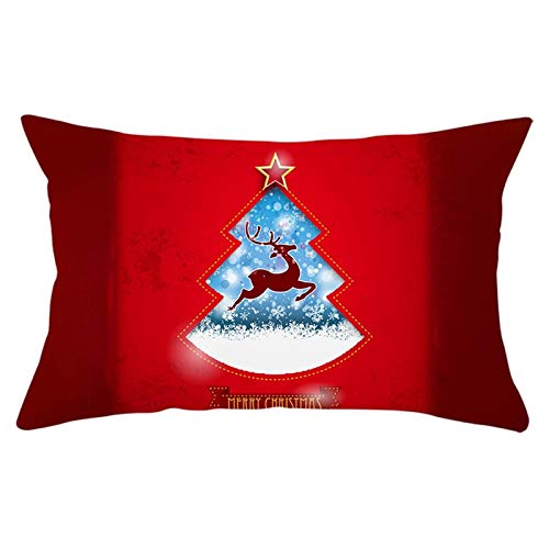 Kuschelkissen Blau, Kissenhülle Draußen Polyester Weihnachtskissenbezug 30X50cm 1er Set Rot-Weiss Weihnachtsbaum, Elch, Sterne Winter Home Deko von Whoiy