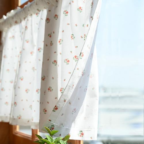 Scheibengardine Küche Modern, Stores Gardinen Halbverdunkelnde Vorhang Küchenfenster Weiss Baumwolle Fenster Vorhänge Kurz Blumen Bedruckt 1 Stück 40x100cm von Whoiy