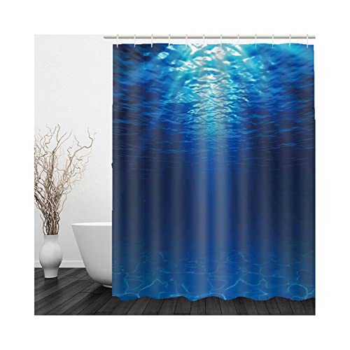 Shower Curtain Blue, Duschvorhang Anti Schimmel 150X200cm Polyester Duschvorhänge Tiefsee für Badezimmer Badewanne von Whoiy