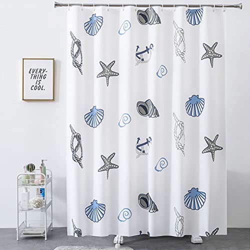 Duschvorhang Waschbar, Shower Curtains 240X200 Peva Muschel Blau Weiß Waschbar Duschvorhänge Anti Schimmel für Heim Schlafsäle von Whoiy