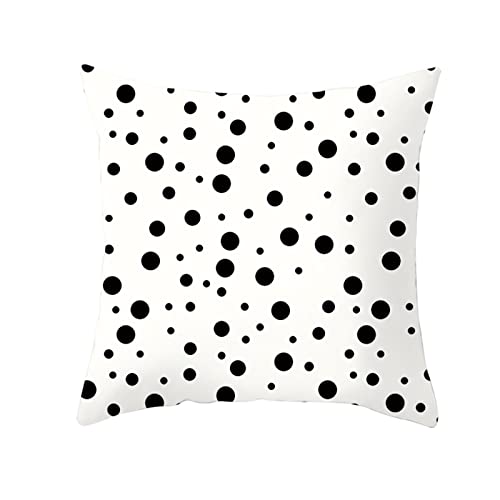 Sofa Kissen 45X45 Dekokissen, Kissen Bezug Bohoo Polyester Kissenbezug 1Stück Runder Punkt Weiß Schwarz für Stuhl Wohnzimmer Schlafzimmer von Whoiy