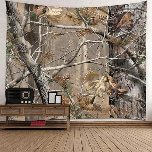 Wandtuch Wandteppich Natural Bäume 200x200cm, Wandbehang Tapisserie Wald Grau Braun Polyester Wall Tapestry für Wohnheim Schlafzimmer Wohnzimmer von Whoiy
