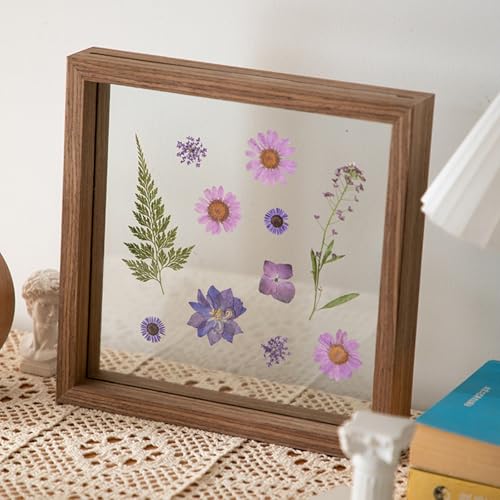 Whoiy Bilderrahmen Gehärtetem Glas 21x29.7 Tischaufsteller Fotorahmen A4 Walnuss Rechteckig Horizontal & Vertikal, Geschenk für Hochzeit Jahrestag Freunde von Whoiy
