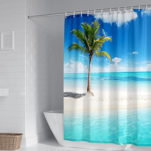 Whoiy Dusch Vorhang Blau 200 Lang mit Muster, Bad Vorhang Polyester Textil Stoff Meer und Strand Antischimmel Bathroom Curtains Waschbar für Badewanne mit Duschvorhangringe 300 x 200 cm Whoiy Dusch Vorhang Blau 200 Lang mit Muster, Bad Vorhang Polyester Textil Stoff Meer und Strand Antischimmel Bathroom Curtains Waschbar für Badewanne mit Duschvorhangringe 300 x 200 cm von Whoiy