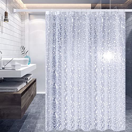 Duschvorhang Waschbar, Shower Curtains 300X200 Peva Pünktchen Weiß Antischimmel Duschvorhänge Durchsichtig Klar Outdoor für Badewanne von Whoiy