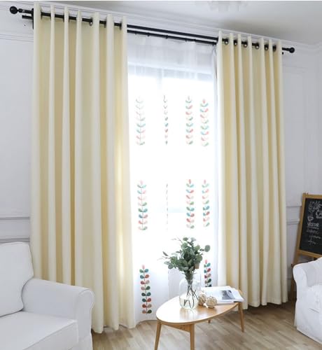 Whoiy Gardiene Vorhang Blickdichte 229 cm Länge, Vorhang Beigegelb Einfarbig Baumwolle Leinen 2 Stück Moderne Fenstervorhang für Schlafzimmer, 229x107 cm Whoiy Gardiene Vorhang Blickdichte 229 cm Länge, Vorhang Beigegelb Einfarbig Baumwolle Leinen 2 Stück Moderne Fenstervorhang für Schlafzimmer, 229x107 cm von Whoiy