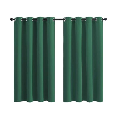 Whoiy Gardine Vorhang Grün Verdunkelung Polyester 228 Höhe mit Ösen, 2 Stück Verdunklungsvorhänge Wohnzimmer Moderne Kurz Einfarbig Blackout Curtain Fenster, H228 x B168 cm von Whoiy