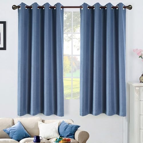 Whoiy Gardinen Vorhang Verdunkelnd 274 cm Hoch, Fenster Vorhang Dunkelblau Einfarbig Baumwolle Leinen 2er Set Moderne Verdunklungsvorhang für Schlafzimmer, 274x132 cm(Höhe x Breite) von Whoiy