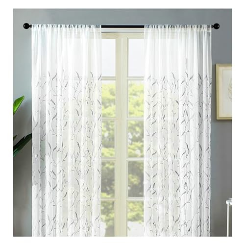 Whoiy Grau und Weiß Transparent Gardine 2er Set Polyester, Fenster Kurz Gardine Vorhang Transparent 214 cm Lang Rod Tasche Moderne Blumen Bestickt für Wohnzimmer, H214 x B96 cm Whoiy Grau und Weiß Transparent Gardine 2er Set Polyester, Fenster Kurz Gardine Vorhang Transparent 214 cm Lang Rod Tasche Moderne Blumen Bestickt für Wohnzimmer, H214 x B96 cm von Whoiy