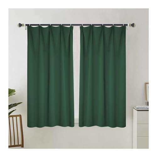 Whoiy Grün Gardine Vorhang Verdunkelung 2 Stück mit Haken, Polyester Blackout Curtain 100 Breit Verdunklungsvorhänge Einfarbig für Schlafzimmer, H135 x B100 cm von Whoiy