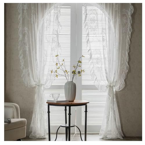 Whoiy Spitze Transparente Voile Vorhang Weiß 260 cm Höhe, 2er Set Sheer Curtain Polyester Moderne Rod Tasche Kurz für Wohnzimmer, H260 x B150 cm Whoiy Spitze Transparente Voile Vorhang Weiß 260 cm Höhe, 2er Set Sheer Curtain Polyester Moderne Rod Tasche Kurz für Wohnzimmer, H260 x B150 cm von Whoiy