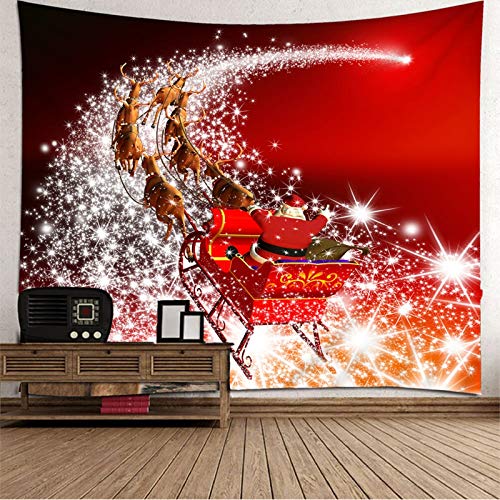 Whoiy Tapestry Wall Hanging, Wandtuch XXL 300X260Cm Polyester Weihnachtsmann und Elch Fotohintergrund Banner Weihnachten Haus Dekoration Neujahrsgeschenk von Whoiy