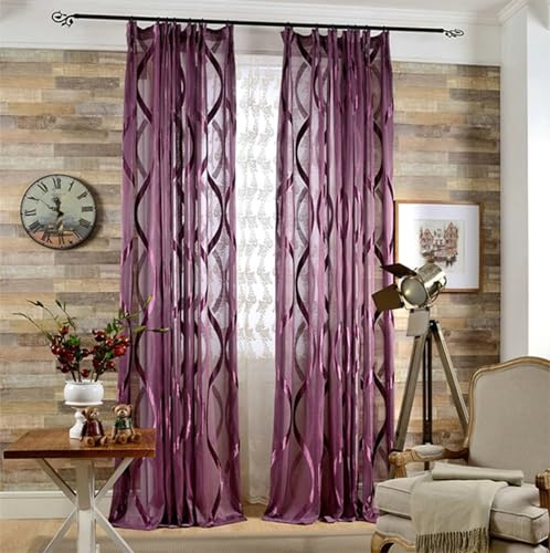 Whoiy Transparente Gardine Transparent Lila 2er Set, Polyester Fenster Gardinen Vorhänge Beflockung Ösen für Wohnzimmer, H160 x B132 cm Whoiy Transparente Gardine Transparent Lila 2er Set, Polyester Fenster Gardinen Vorhänge Beflockung Ösen für Wohnzimmer, H160 x B132 cm von Whoiy