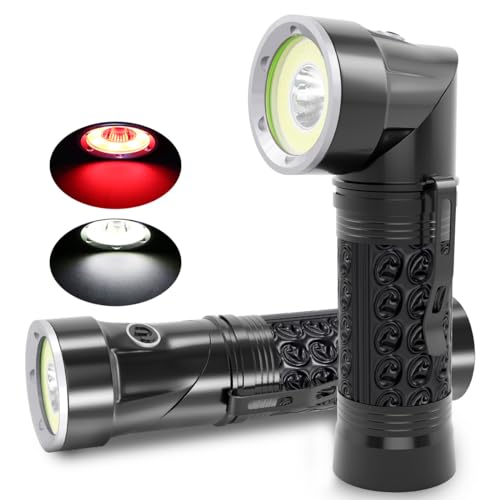 LED Taschenlampe Hohe Lumen Super Hell 2 Farblichter (Rot & Weiß) Taschenlampe Batteriebetrieben, 4 Modi Wasserdicht für Fischen Wandern Lesen Outdoor von WholeFire