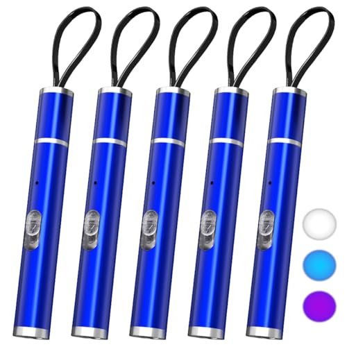 WholeFire 5 Stück Kleine Taschenlampe USB Mini Taschenlampe Wasserdicht Edelstahl Taschenlampe Wiederaufladbare Handy Penlight mit 3 Modi für Mechaniker von WholeFire