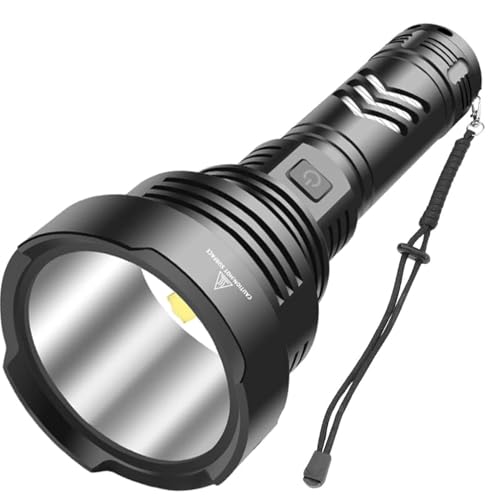 WholeFire LED Taschenlampe Extrem Hell 100000 Lumens, XHP90 USB Aufladbar Taschenlampen, 5 Modi Taktisch Polizei Militär IP65 Wasserdicht Taschenlampe Draussen Suchscheinwerfer Set mit Akku von WholeFire