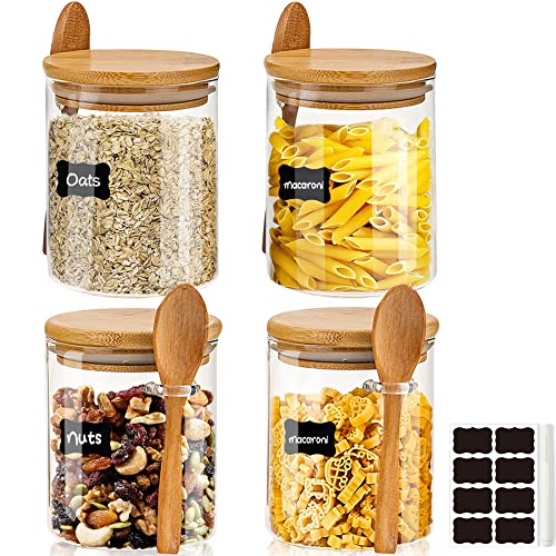 Vorratsgläser mit Deckel und Löffel, 4er Set 540ml Overnight Oats Gläser, Vorratsdosen, Glasbehälter, Meal Prep Glas, Joghurtgläser für Küche Lebensmittelaufbewahrung Vorratsgläser mit Deckel und Löffel, 4er Set 540ml Overnight Oats Gläser, Vorratsdosen, Glasbehälter, Meal Prep Glas, Joghurtgläser für Küche Lebensmittelaufbewahrung von Wholede
