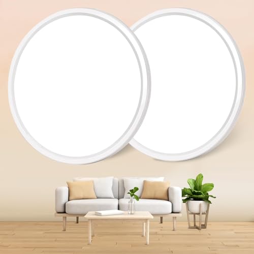 Wholede Deckenlampe LED 18W, 3000K Led Deckenleuchte Flach, 1800LM Rund Lampe Decke, Küchenlampen Ceiling Lamp für Küche Wohnzimmer Schlafzimmer Badezimmer Bad Keller Balkon Ø23CM von Wholede