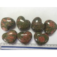 45mm Unakit Jaspis Polierter Stein Herz von WholesaleRocksDotBIZ