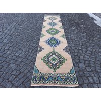 2'6 "x 13'1" Muted Oushak Läufer, Teppichläufer, Handgeknüpfter Teppich, Antiker Rnr74 von WholesaleTurkishRug