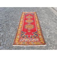 3'4 "X 9'2" Lebhafter Farbläufer, Vintage Läufer, Oushak Küchenteppich, Treppenteppich, 105 X 280 cm, Rnr013 von WholesaleTurkishRug