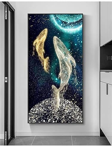 5D Diamond Painting Abstrakter Delfin Full Round Drill Diamant Painting Bilder,DIY Voll Diamant Crystal Art Malen Nach Zahlen Bastelset Erwachsene Kinder für Home Büro Room Décor 40x80cm WS-599 von Whoonng