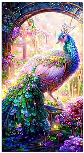 5D Diamond Painting Set für Erwachsene,Diamant Painting Bilder Rosa blauer Pfau,DIY Malen nach Zahlen Mosaik Bastelset Kinder Anfänger,mit Diamond Painting Zubehör,für Home Decor 40x120cm WS-8422 von Whoonng