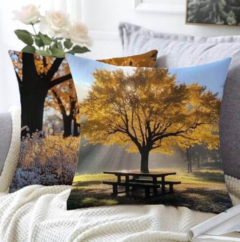 Kissenbezug 30x50cm Kissenbezug Outdoor Baum 2er Set Leinen Aesthetic Kissen Rasen Flauschig Sofakissen Schlafzimmer Deko Wohnzimmer Modern Kopfkissenbezug Sofa Schlafzimmer Stuhl Balkon Deko A1-12 von Whoonng