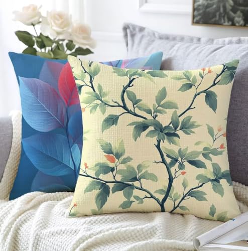 Kissenbezug 40x80cm Kissenbezug Outdoor Blau 2er Set Leinen Aesthetic Kissen Anlage Flauschig Sofakissen Schlafzimmer Deko Wohnzimmer Modern Kopfkissenbezug Sofa Schlafzimmer Stuhl Balkon Deko A1-30 von Whoonng