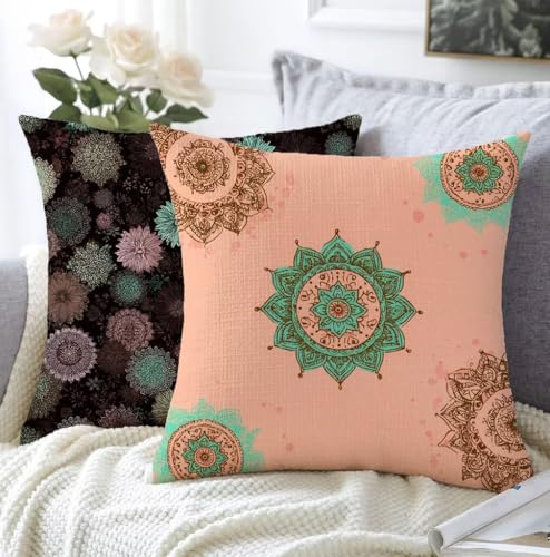 Kissenbezug 45x45cm Kissenbezug Outdoor Rosa 2er Set Leinen Aesthetic Kissen Streifen Flauschig Sofakissen Schlafzimmer Deko Wohnzimmer Modern Kopfkissenbezug Sofa Schlafzimmer Stuhl Balkon Deko A1-6 von Whoonng