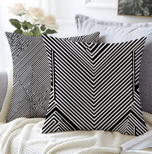 Kissenbezug 65x65cm Kissenbezug Outdoor Schwarz 2er Set Leinen Aesthetic Kissen Streifen Flauschig Sofakissen Schlafzimmer Deko Wohnzimmer Modern Kopfkissenbezug FüR Schlafzimmer Balkon Deko A1-17 Kissenbezug 65x65cm Kissenbezug Outdoor Schwarz 2er Set Leinen Aesthetic Kissen Streifen Flauschig Sofakissen Schlafzimmer Deko Wohnzimmer Modern Kopfkissenbezug FüR Schlafzimmer Balkon Deko A1-17 von Whoonng