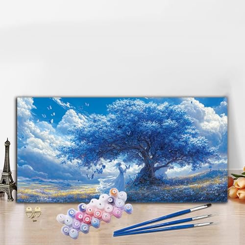 Malen Nach Zahlen Baum, Malen Nach Zahlen Erwachsene Natur Paint by Numbers Handgemalt Ölgemälde Kit für Anfänger mit Pinseln und Acrylfarben,Halloween Deko Wohnzimmer,Frauen Geschenke 40x70 cm G8-803 von Whoonng