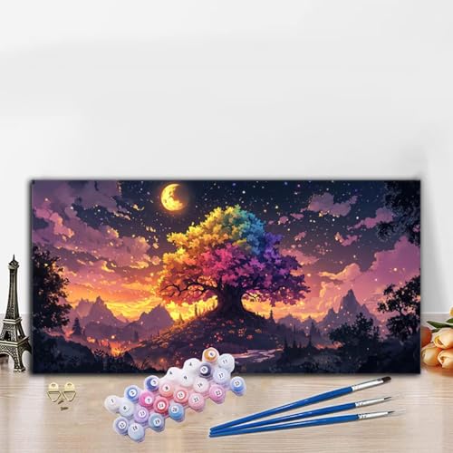 Malen Nach Zahlen Erwachsene Baum Malen Nach Zahlen XXL 90x180cm Paint by Numbers Mond Bild DIY Set Erwachsene Basteln, Adults Kreativ Set für Deko Schlafzimmer, Herbstdeko, Weihnachtsdeko G8-868 von Whoonng