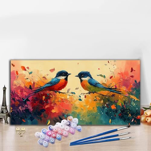 Malen Nach Zahlen Erwachsene Bunt Malen Nach Zahlen XXL 60x120cm Paint by Numbers Vogel Bild DIY Set Erwachsene Basteln, Adults Kreativ Set für Deko Schlafzimmer, Herbstdeko, Weihnachtsdeko G8-838 von Whoonng