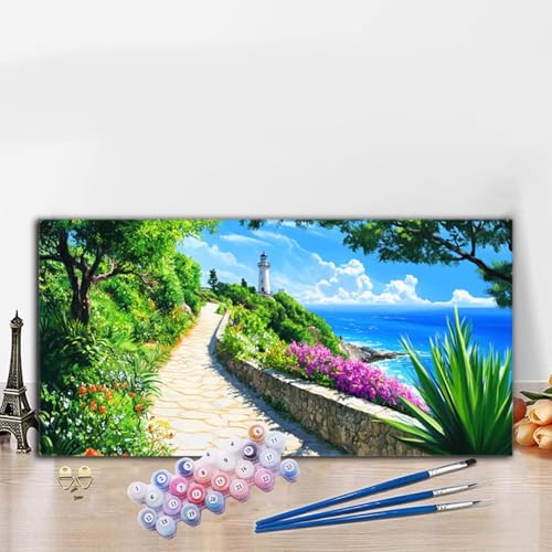 Malen Nach Zahlen Erwachsene Meer Malen Nach Zahlen XXL 100x200cm Paint by Numbers Natur Bild DIY Set Erwachsene Basteln, Adults Kreativ Set für Deko Schlafzimmer, Herbstdeko, Weihnachtsdeko G8-814 von Whoonng