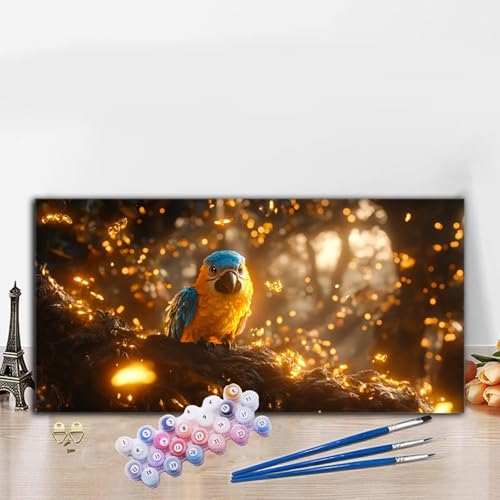 Malen Nach Zahlen Erwachsene Papagei Malen Nach Zahlen XXL 40x90CM Paint by Numbers Wald Bild DIY Set Erwachsene Basteln, Adults Kreativ Set für Deko Schlafzimmer, Herbstdeko, Weihnachtsdeko G8-858 von Whoonng