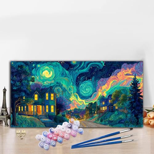 Malen Nach Zahlen Erwachsene Sternenhimmel Malen Nach Zahlen XXL 100x200cm Paint by Numbers Natur Bild DIY Set Erwachsene Basteln, Adults Kreativ Set für Zimmer Deko, Herbstdeko, Weihnachtsdeko G8-856 von Whoonng