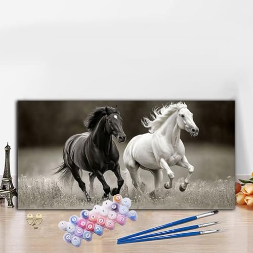 Malen Nach Zahlen Erwachsene Wiese Malen Nach Zahlen XXL 70x140cm Paint by Numbers Pferde Bild DIY Set Erwachsene Basteln, Adults Kreativ Set für Deko Schlafzimmer, Herbstdeko, Weihnachtsdeko G8-874 von Whoonng