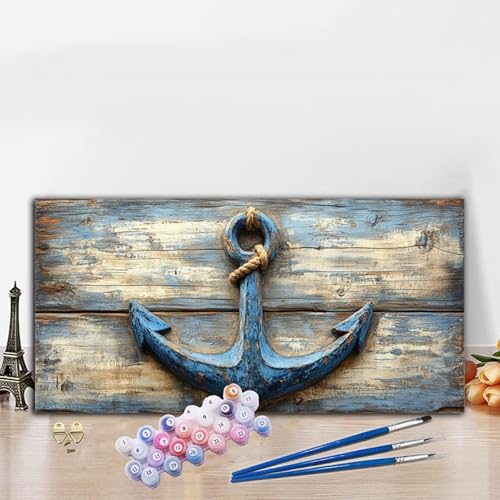 Malen Nach Zahlen Natur, Malen Nach Zahlen Erwachsene Anker Paint by Numbers Handgemalt Ölgemälde Kit für Anfänger mit Pinseln und Acrylfarben, Deko Wohnzimmer, Geschenke für Frauen 50x100 cm G8-815 von Whoonng