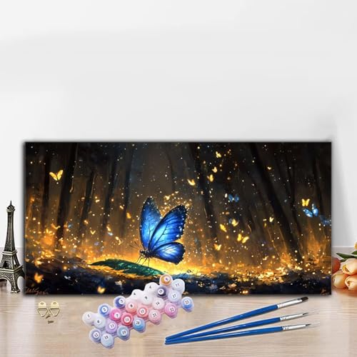 Malen Nach Zahlen Schmetterling, Malen Nach Zahlen Erwachsene Wunderland Paint by Numbers Handgemalt Ölgemälde Kit für Anfänger mit Pinseln und Acrylfarben, Deko Wohnzimmer, Geschenke 90x180 cm G8-875 von Whoonng