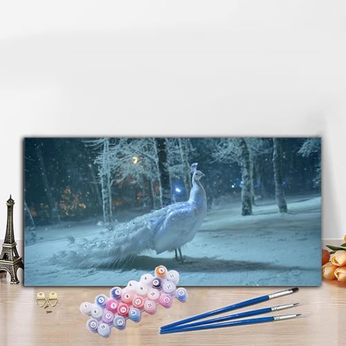 Malen Nach Zahlen Winter, Malen Nach Zahlen Erwachsene Phönix Paint by Numbers Handgemalt Ölgemälde Kit für Anfänger mit Pinseln und Acrylfarben, Deko Wohnzimmer, Geschenke für Frauen 40x90 cm G8-869 von Whoonng
